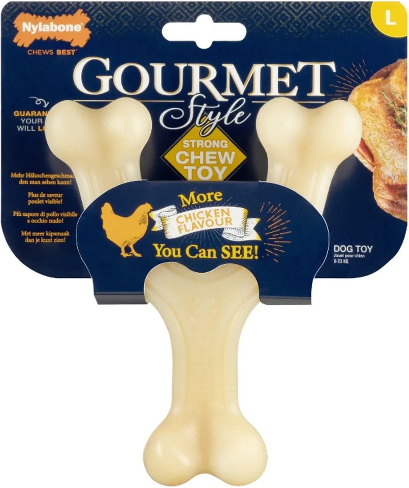 Gourmet Wishbone Kip - Hondenspeelgoed - Large by Nylabone in Beige – product photo