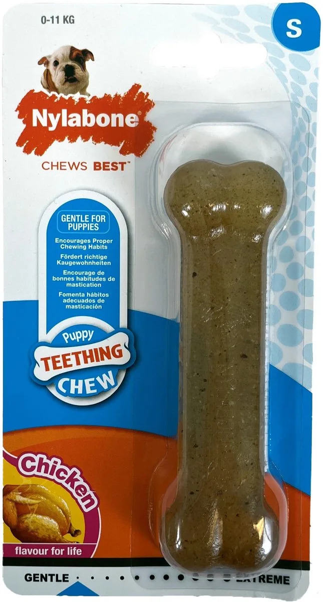 Puppy Bone Flexible Bruin - Hondenspeelgoed - Small Tot 11kg by Nylabone in Multicolour – product photo