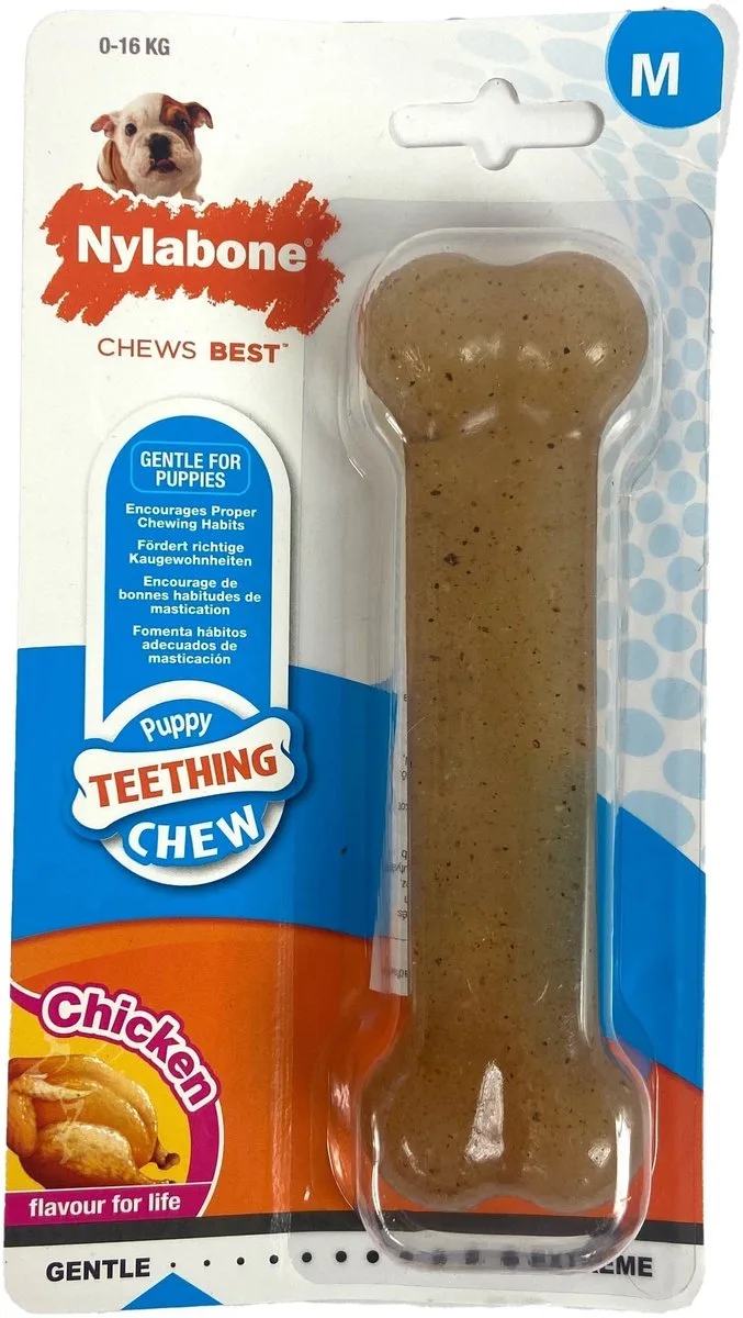 Puppy Bone Flexible - Hondenspeelgoed - Medium Tot 16kg by Nylabone in Brown – product photo