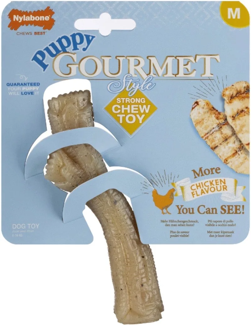 Puppy Gourmet Stick - Hondenspeelgoed - Kip Medium de Nylabone en Beige – photo produit