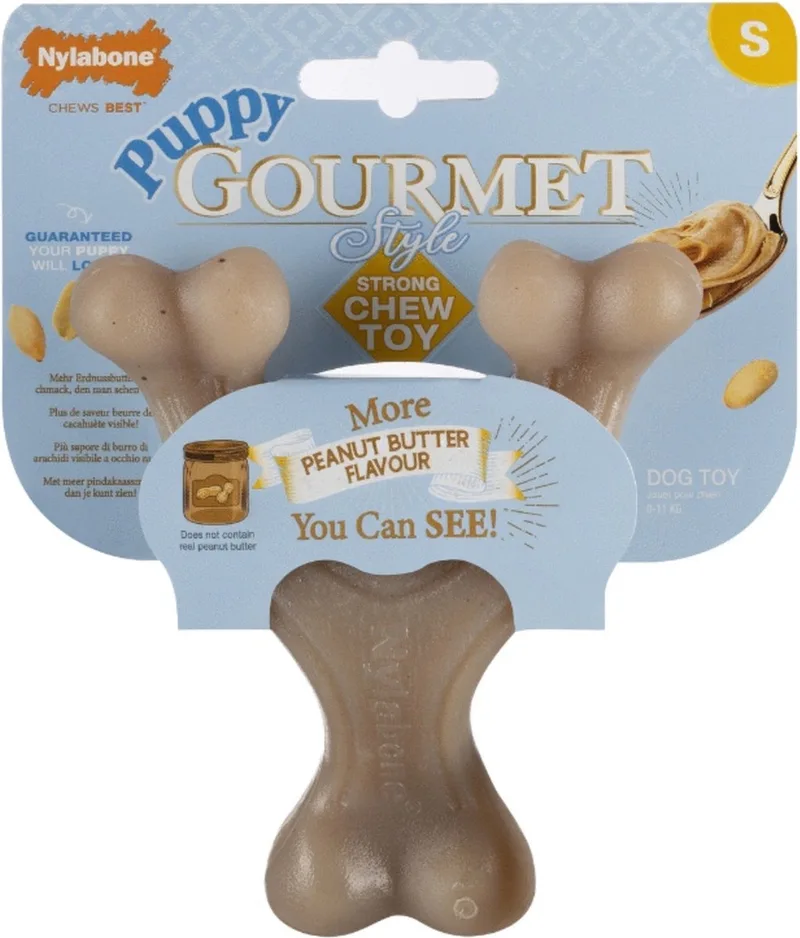 Puppy Gourmet Wishbone - Hondenspeelgoed - Pindakaas Small de Nylabone – photo produit