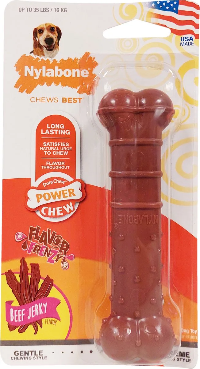 Wolf Bot Beef Jerky - Hondenspeelgoed - M by Nylabone in Black, Grey – product photo