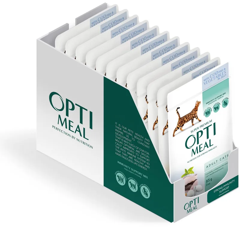 Adult Cat Natvoer Kabeljauw en groenten in gelei 12x85g van Optimeal – productfoto