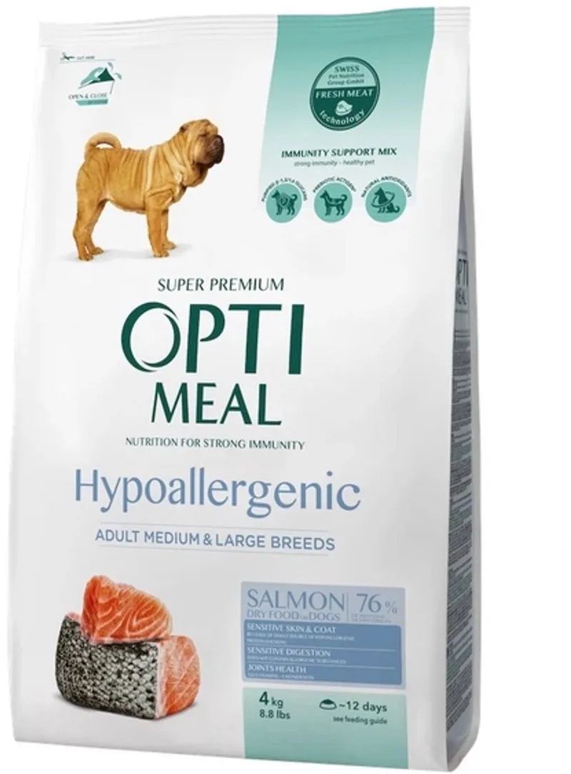 compleet droogvoer hypoallergenic met zalm - adult dogs medium and large breeds 4 kg by Optimeal – product photo