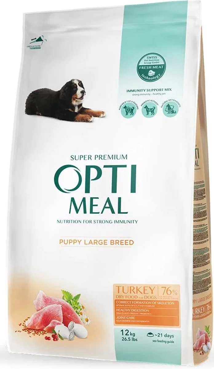 compleet droogvoer met kalkoen - puppy large breed 12 kg by Optimeal – product photo