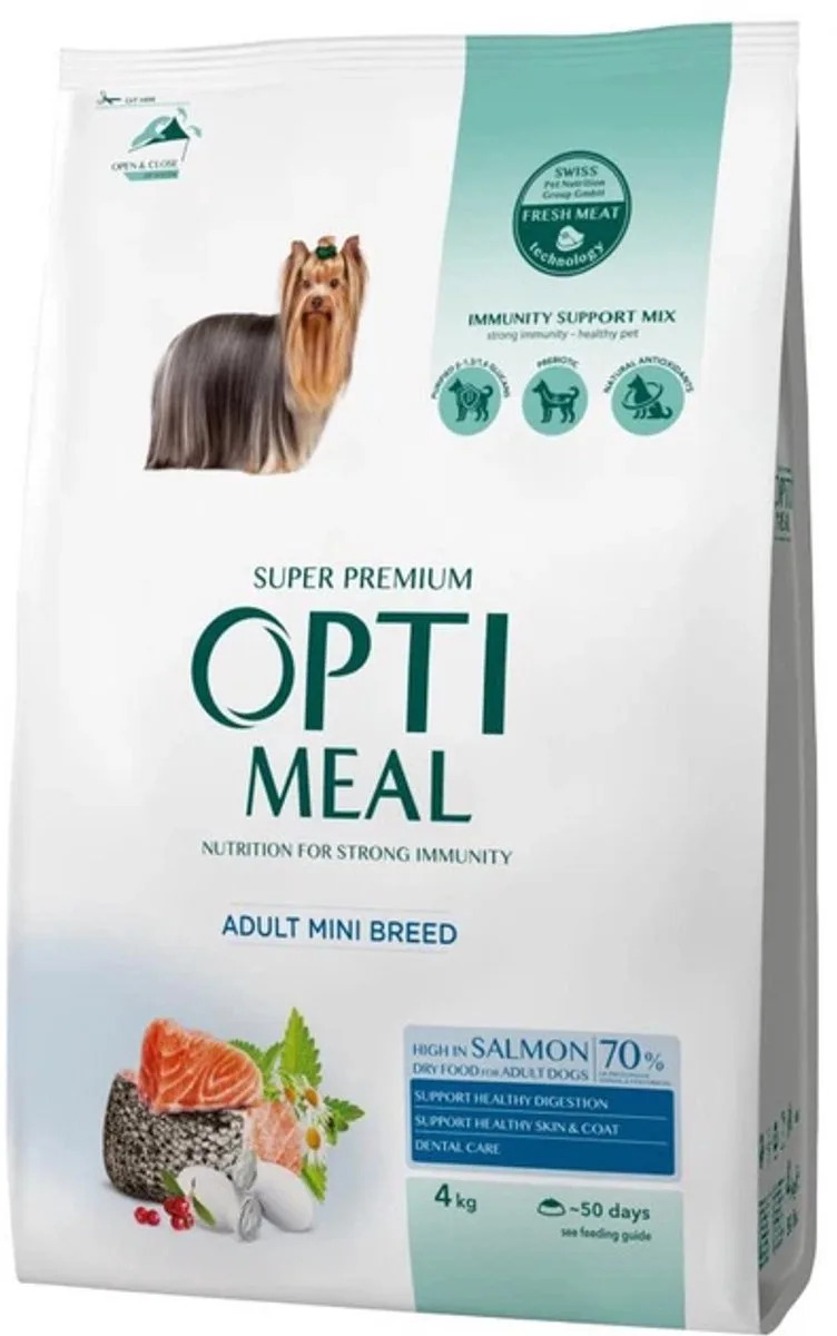 compleet droogvoer rijk aan zalm - adult dogs of miniature breeds 4 kg by Optimeal – product photo