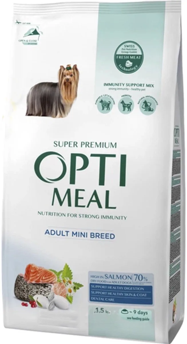 compleet droogvoer rijk aan zalm - adult dogs of miniature breeds -1,5 kg by Optimeal – product photo