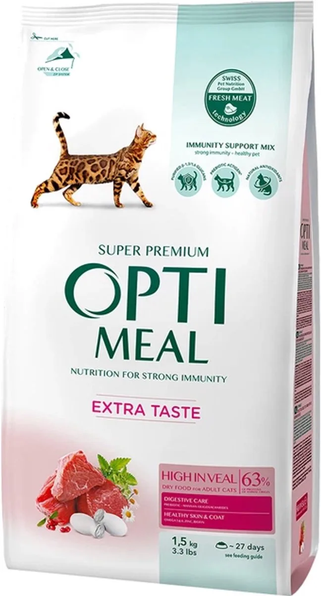 extra smaak met kalfsvlees - volwassen katten 1,5 kg de Optimeal – photo produit