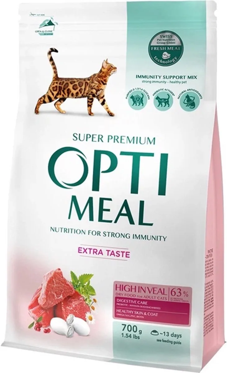 extra smaak met kalfsvlees – volwassen katten 700 gram van Optimeal – productfoto