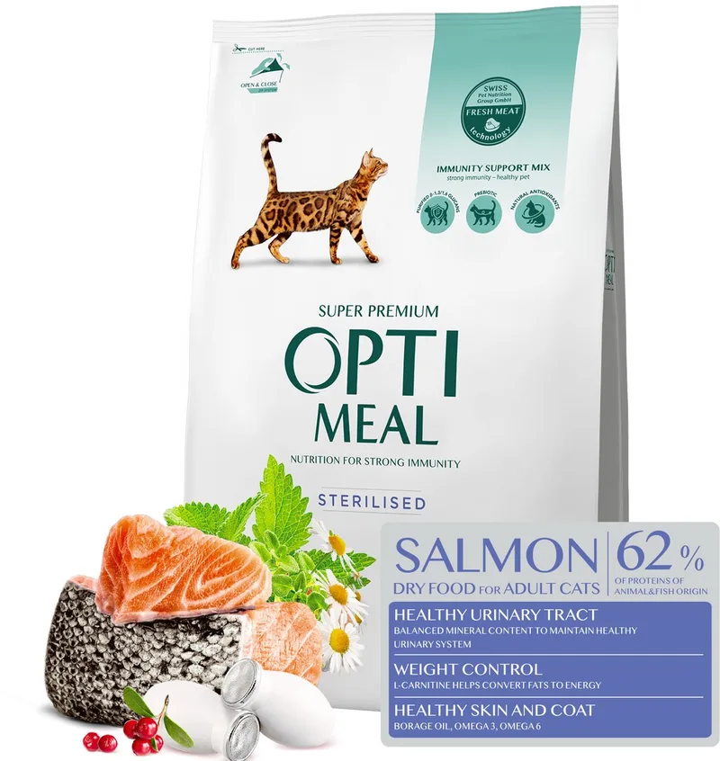 gesteriliseerde katten droogvoer met zalm - 4 kg von Optimeal – Produktfoto