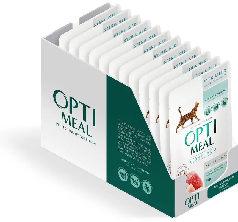 gesteriliseerde katten natvoer met kalkoen en kipfilet in saus - 12x 85g de Optimeal – photo produit