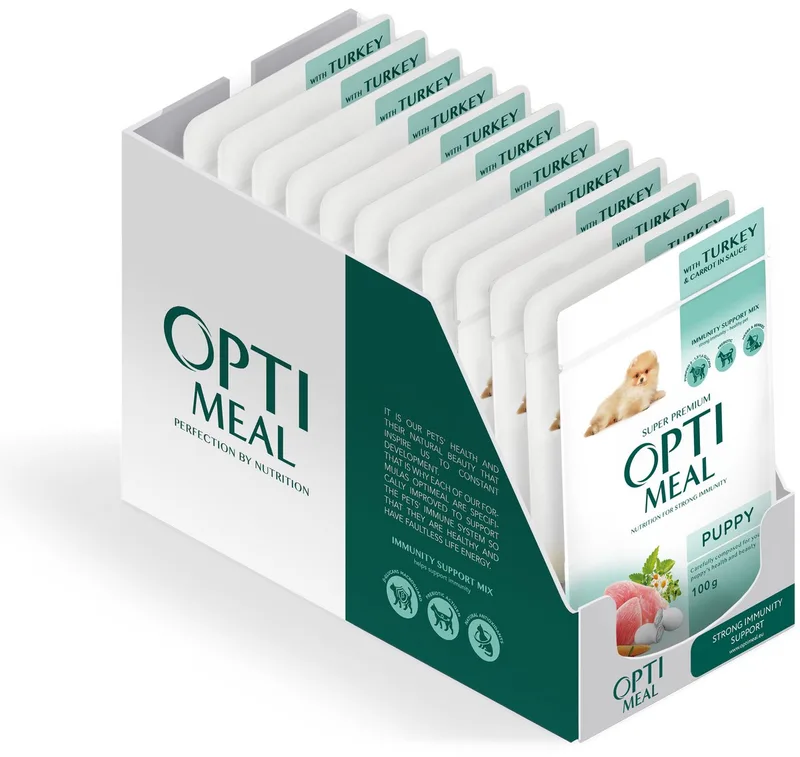 puppy natvoer met kalkoen en wortel in saus - 12x 100g by Optimeal – product photo