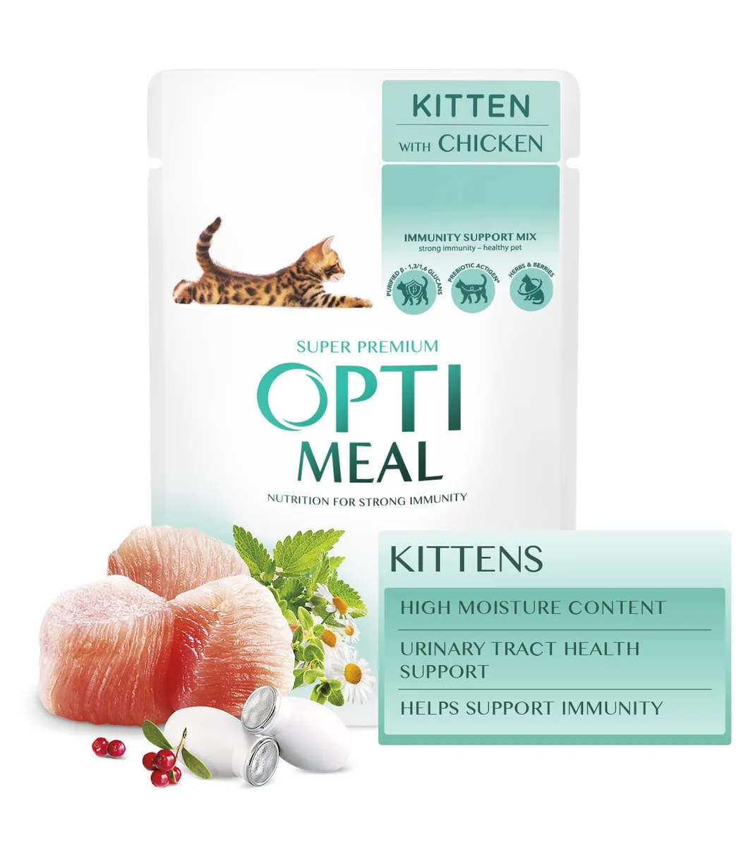 volledig natvoer voor kittens met kip in gelei - 12x 85g van Optimeal – productfoto
