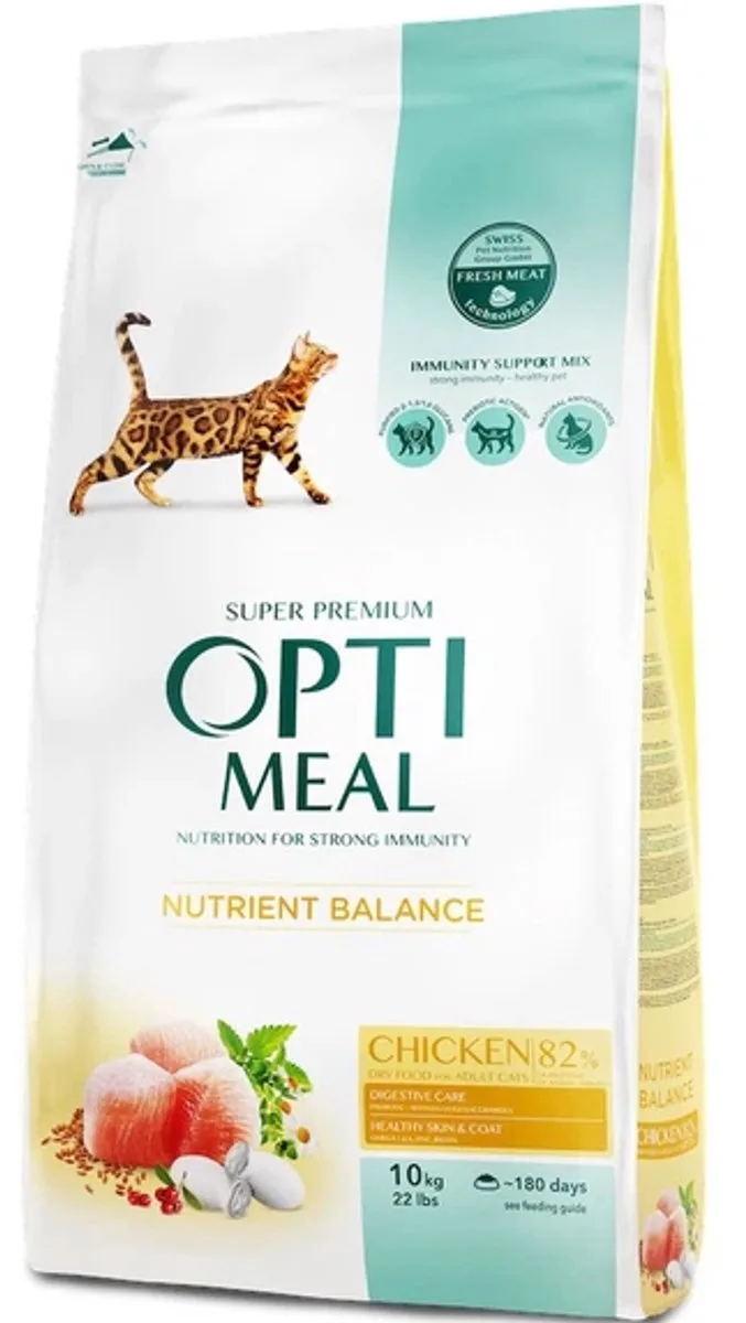 volledig uitgebalanceerde voeding met kip – volwassen katten 10 kg van Optimeal – productfoto