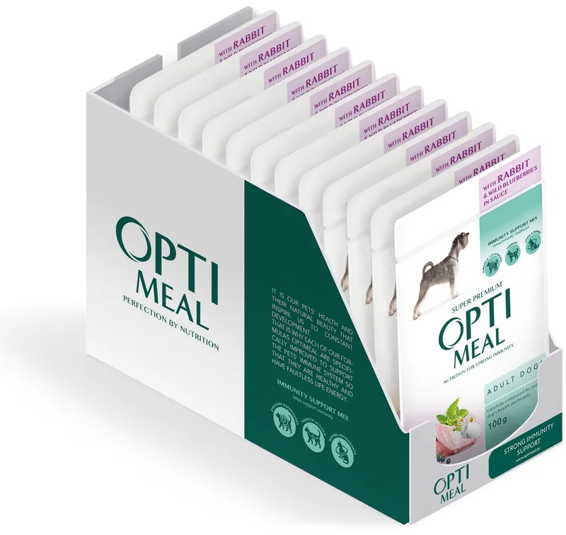 volwassen honden natvoer met konijn en wilde bosbessen in saus - 12x 100g de Optimeal – photo produit