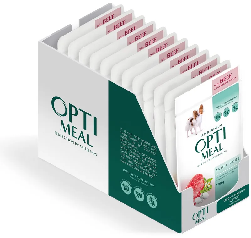 volwassen honden natvoer met rundvlees en cranberry’s in gelei - 12x 85g by Optimeal – product photo