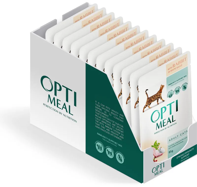 volwassen katten natvoer met konijn in witte saus - 12x 85g by Optimeal – product photo