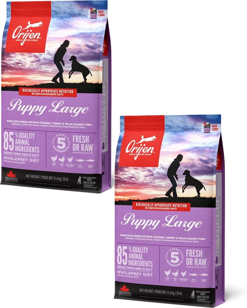 Whole Prey Puppy Large Breed Kip&Kalkoen - Hondenvoer - 2 x 11.4 kg de Orijen – photo produit