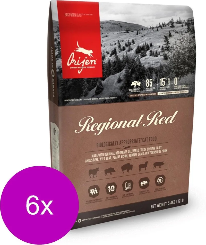 Whole Prey Regional Red Cat Rund&Zwijn - Kattenvoer - 6 x 340 g von Orijen – Produktfoto