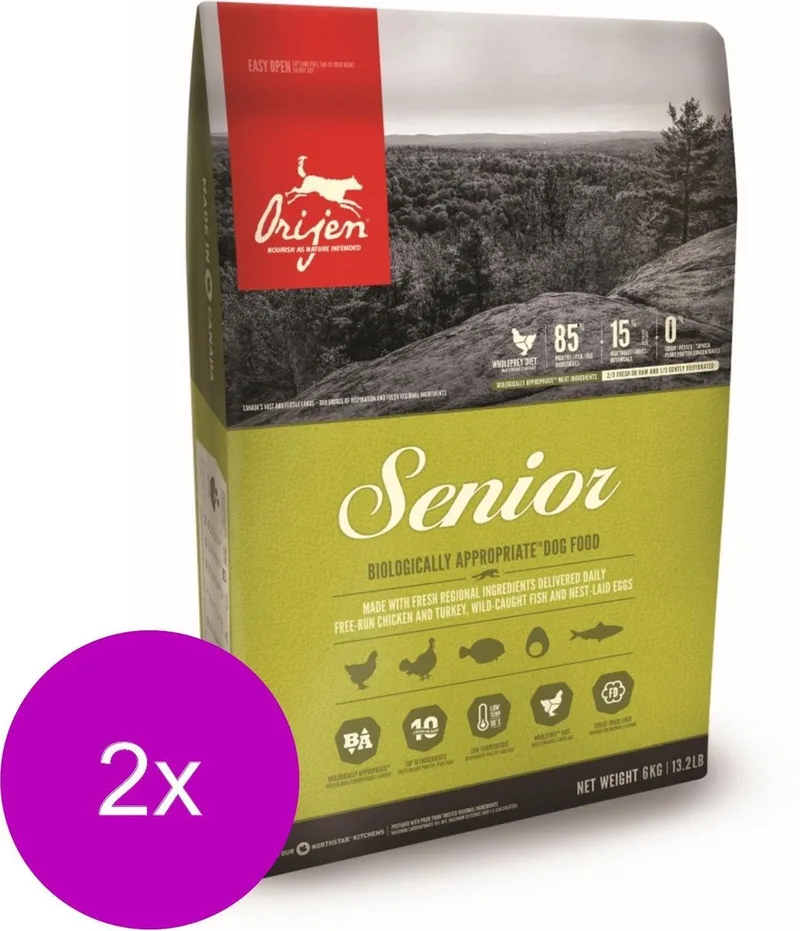 Whole Prey Senior Dog Kip&Kalkoen - Hondenvoer - 2 x 11.4 kg de Orijen – photo produit