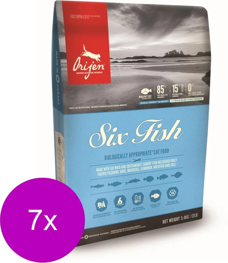 Whole Prey Six Fish Cat Sardines&Heek - Kattenvoer - 7 x 1.8 kg by Orijen – product photo
