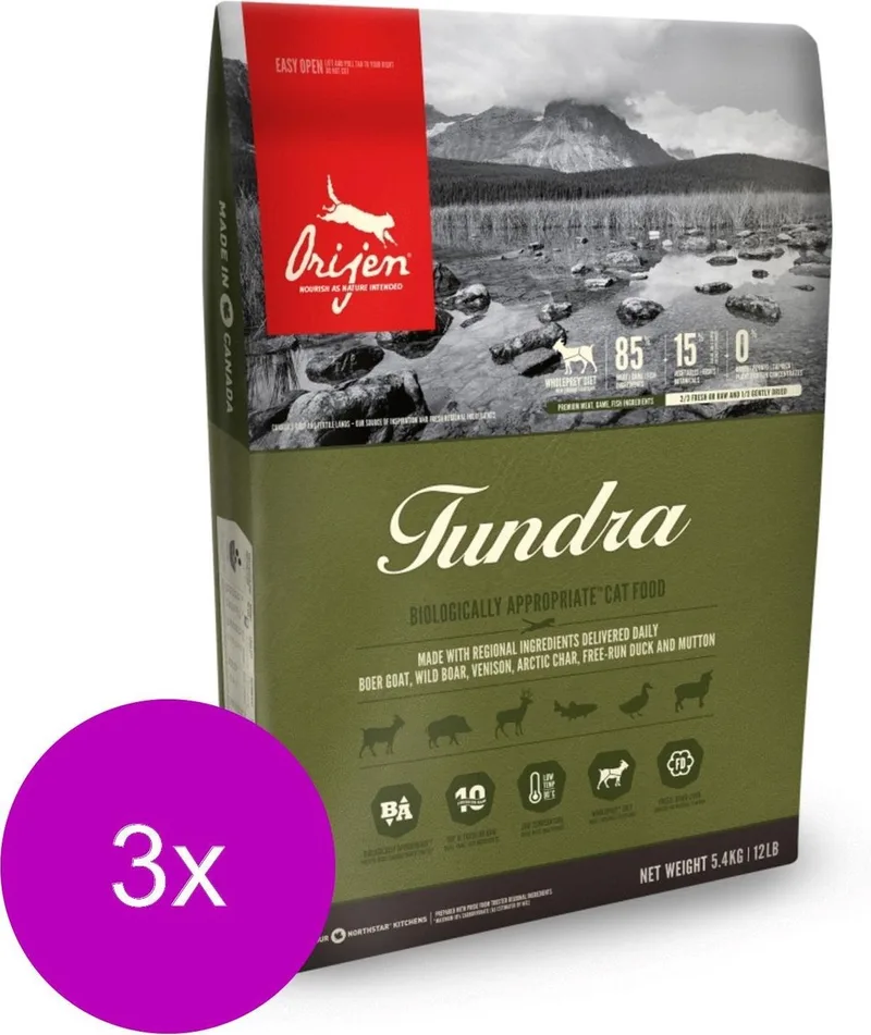 Whole Prey Tundra Cat Geit&Zwijn - Kattenvoer - 3 x 1.8 kg by Orijen – product photo