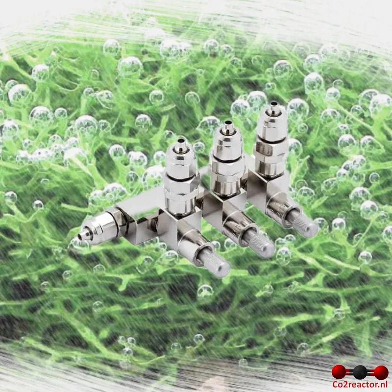 CO2 aquarium 3-weg verdeler, naaldventielen, 4/6mm, koppelbaar met terugslagklep by Oxyturbo in Chrome – product photo