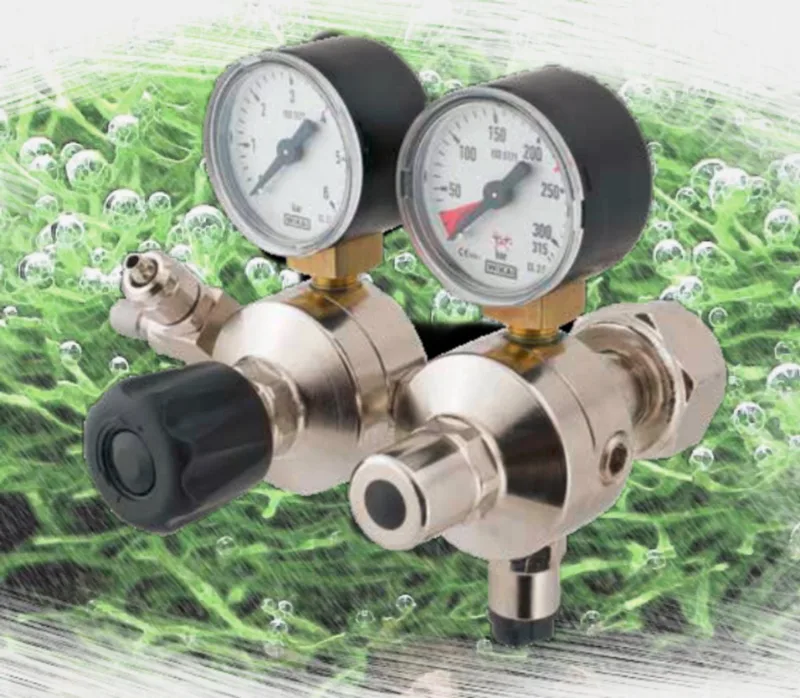 Minormix2 CO2 aquarium 2-traps drukregelaar reduceerventiel, 2 manometers en naaldventiel met snelle koppeling, W21.8 flesaansluiting 379769 de Oxyturbo en Argent – photo produit