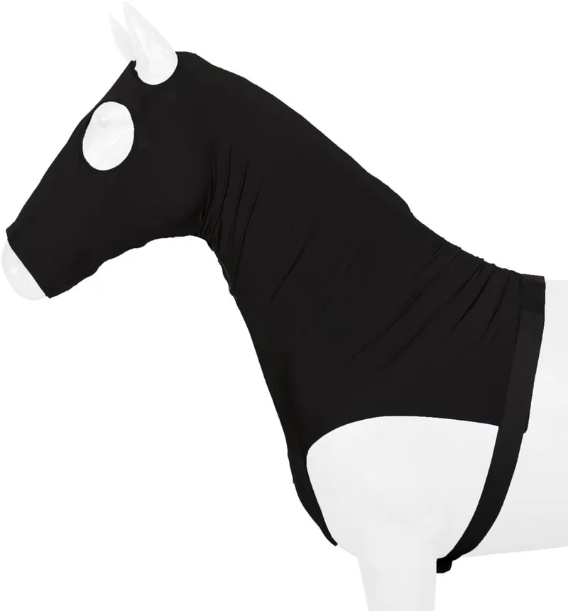 Elasto Hood - Paardendeken - Maat: M - Polyamide van Pagony in Zwart – productfoto