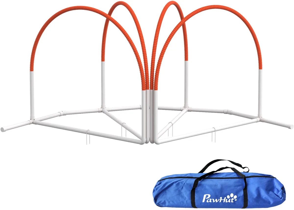Agility Set voor Honden - 4-delig Hindernisset - Hondentraining met Draagtas - Wit en Oranje från PawHut i Weiß+Orange – produktbild