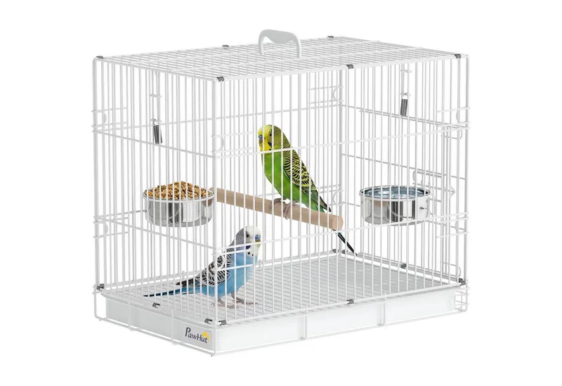 Bird Cage-Stahl, Holz-49L x 31B x 40H cm-Weiß von PawHut in Weiß – Produktfoto 2 von 5