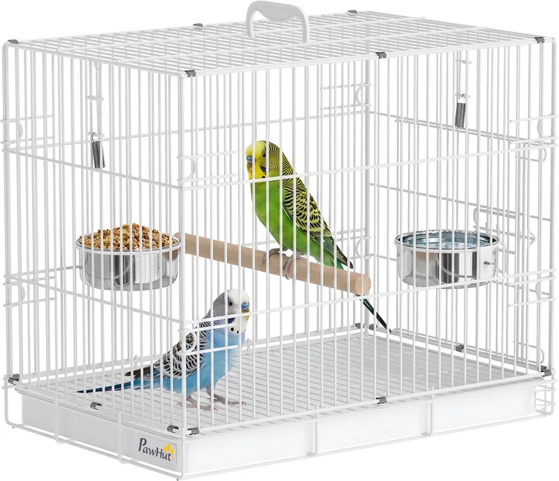 Bird Cage-Stahl, Holz-49L x 31B x 40H cm-Weiß von PawHut in Weiß – Produktfoto 1 von 5