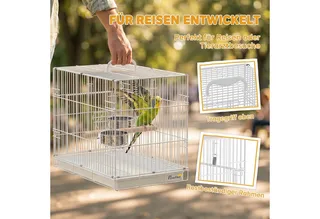 Bird Cage-Stahl, Holz-49L x 31B x 40H cm-Weiß von PawHut in Weiß – Produktfoto 4 von 5