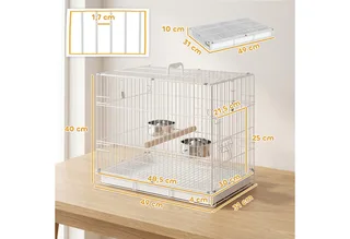 Bird Cage-Stahl, Holz-49L x 31B x 40H cm-Weiß von PawHut in Weiß – Produktfoto 3 von 5