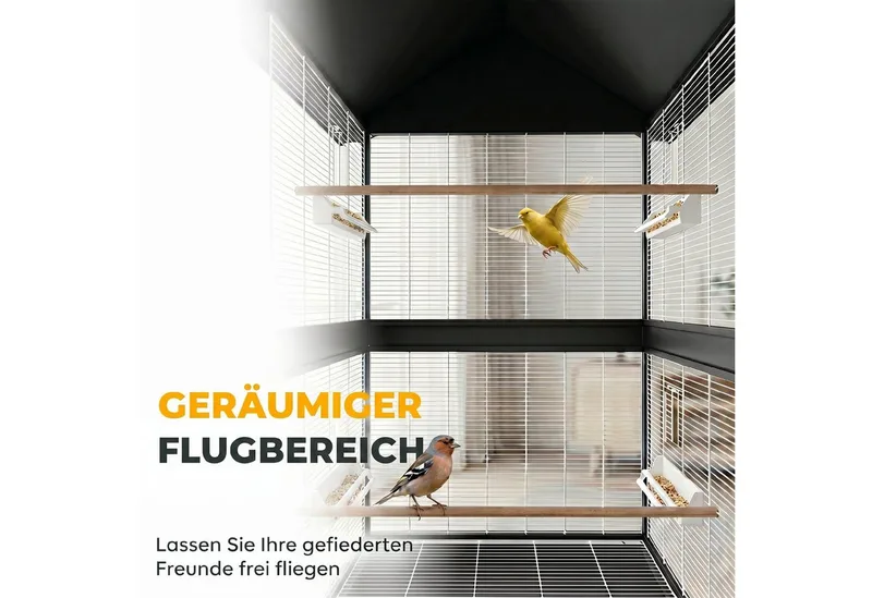 Bird Cage-Stahl, Kiefernholz-94L x 70B x 158H cm-Schwarz de PawHut en Noir – photo produit 5 sur 5