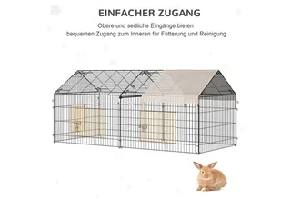 Buitenverblijf met zonwering konijnenhok konijnenkooi metaal D51-077V01 by PawHut in Beige – product photo 5 of 5