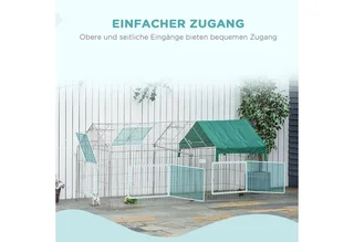 Buitenverblijf met zonwering konijnenhok konijnenkooi metaal beige D51-077V01 by PawHut in Green – product photo 5 of 5