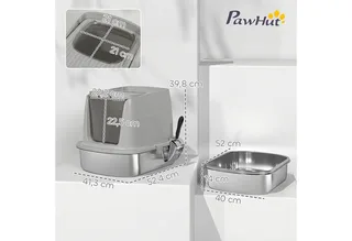 Cat Litter Box-Edelstahl, Kunststoff-52,4L x 41,3B x 39,8H cm-Hellgrau fra PawHut – produktbillede 3 af 5