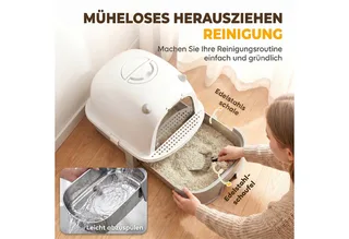 Cat Litter Box-Edelstahl, Kunststoff-52L x 42B x 39H cm-Grau by PawHut – product photo 4 of 5