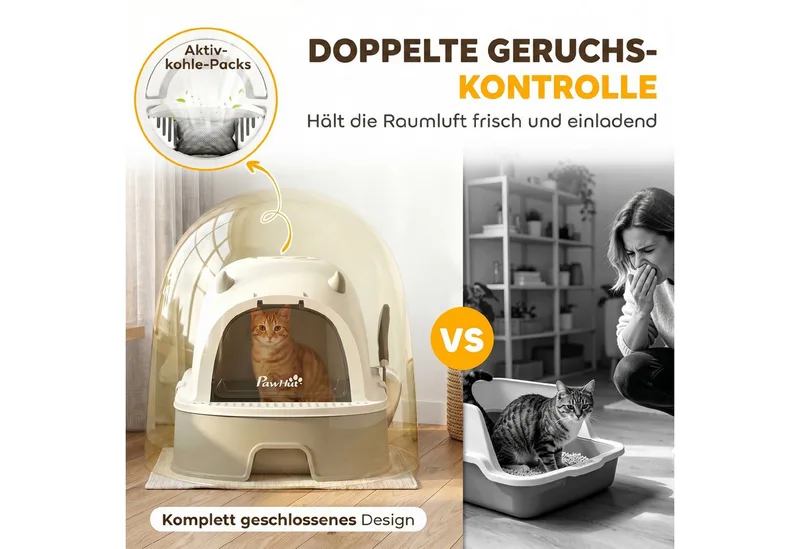 Cat Litter Box-Edelstahl, Kunststoff-52L x 42B x 39H cm-Grau by PawHut – product photo 5 of 5