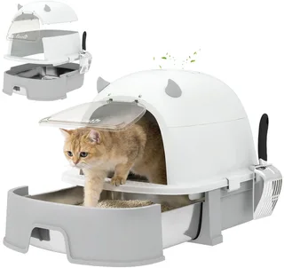 Cat Litter Box-Edelstahl, Kunststoff-52L x 42B x 39H cm-Grau by PawHut – product photo 1 of 5