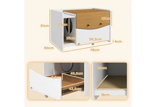 Cat Litter Box Spanplatte 78L x 50B x 51H cm Eiche de PawHut en Eiken, Blanc – photo produit 3 sur 5