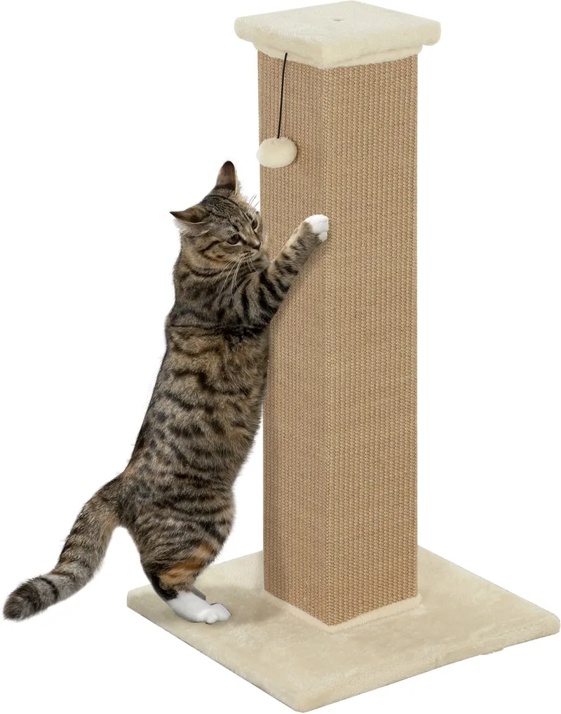 Cat Scratching Post-Spanplatte, Naturjute-41 x 41 x 81 cm-Beige von PawHut – Produktfoto