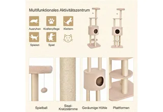 Cat Tree-Holz-45L x 40B x 148H cm-Beige de PawHut en Beige – photo produit 5 sur 5
