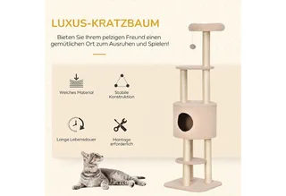 Cat Tree-Holz-45L x 40B x 148H cm-Beige de PawHut en Beige – photo produit 4 sur 5