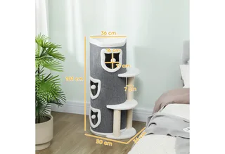 Cat Tree-Spaanplaat, Polyester-50L x 36B x 101H cm-Grijs by PawHut in Grey – product photo 3 of 5