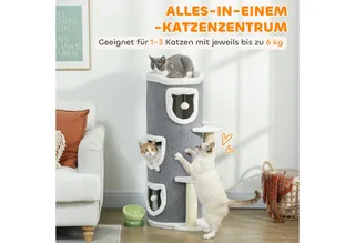 Cat Tree-Spaanplaat, Polyester-50L x 36B x 101H cm-Grijs by PawHut in Grey – product photo 4 of 5