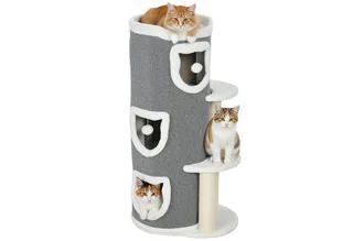 Cat Tree-Spaanplaat, Polyester-50L x 36B x 101H cm-Grijs by PawHut in Grey – product photo 2 of 5
