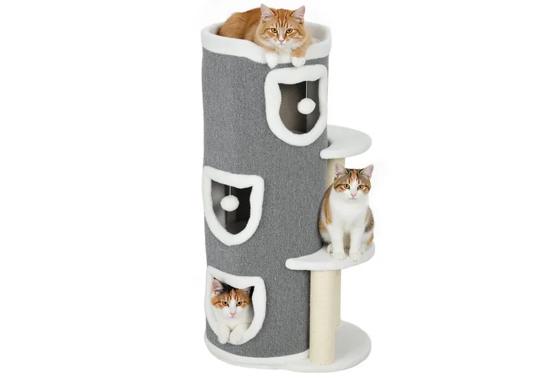 Cat Tree-Spaanplaat, Polyester-50L x 36B x 101H cm-Grijs by PawHut in Grey – product photo 2 of 5