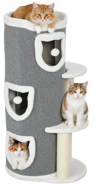 Cat Tree-Spaanplaat, Polyester-50L x 36B x 101H cm-Grijs by PawHut in Grey – product photo 1 of 5